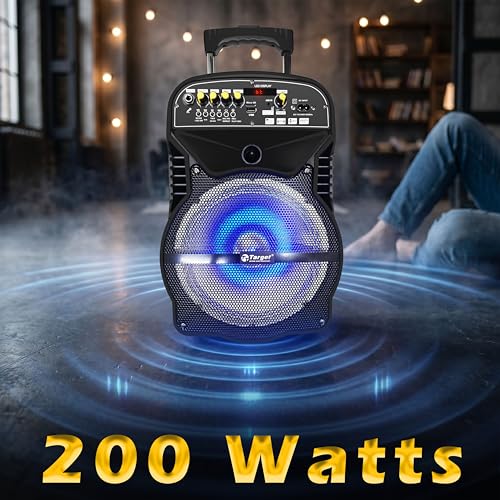 Image of TARGET TT-PAF-1010+ Wireless Bluetooth Trolley Speaker 10 inch 200 WATTS RMS, Karaoke with 2 Wireless Mic, Remote Control, FM Radio, Aux in /USB /SD Card with TWS