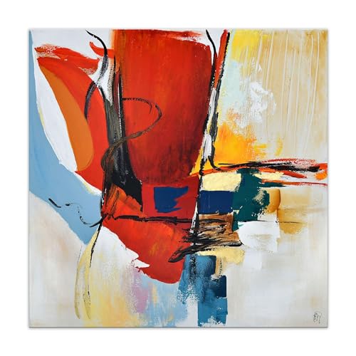 ADM - 'Astratto rosso trend' - Quadro, dipinto a mano astratto su tela e montato su telaio estetico alto - Rosso - H100 cm