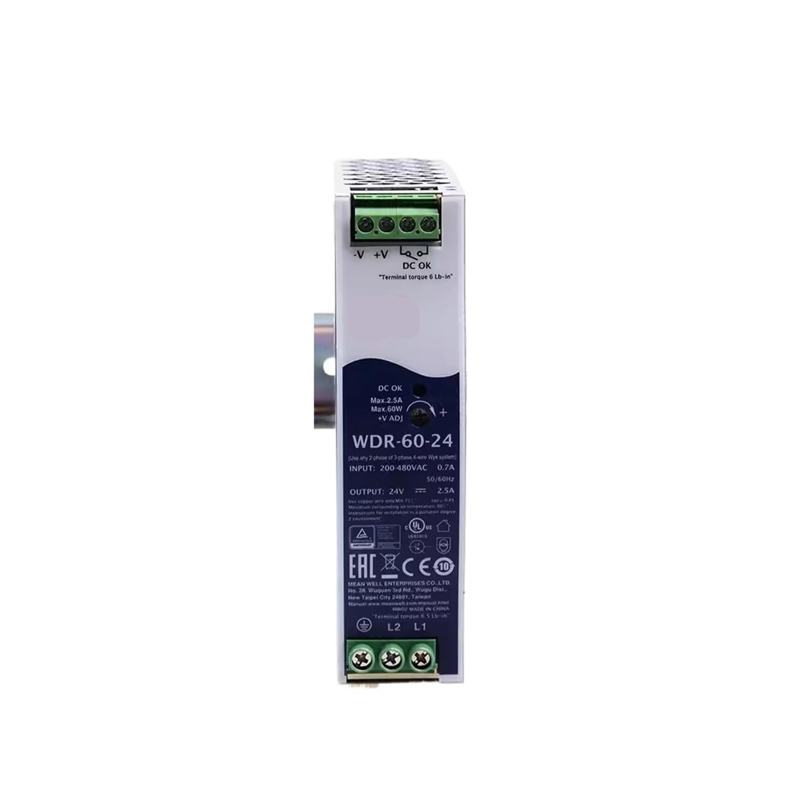 Alimentation WDR-60-5 pour intégration d'automates sur rail de guidage électrique