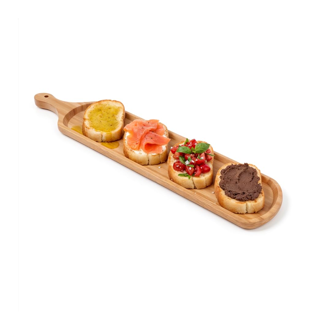 Set Taglieri Servi Crostino e Aperitivo, 100% Legno Faggio, Vassoio Aperitivi, Tagliere in Legno per Aperitivo e Antipasto, 3 Misure, Made in Italy (5, 40 cm)