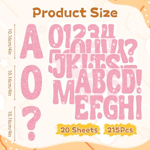 Image of Bulletin Board Letters 129 PCS Glitter Letter Stickers Large 4 Inch, Pink | 12 Sheets,Alphabet Number Stickers,Self-Adhesive,Sticker Letters for Poster Board,Classroom,Display,Mailbox,Craft,Party Decor