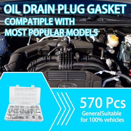 Image of Mandark 570 PCS 18 Sizes Car Oil Crush Washers Assortment Kit, Aluminum Auto Engine Oil Drain Plug Gasket, Assorted Sizes M6 M8 M10 M12 M14 M16 M18 M20 M22 M24 for Vehicle Use, Universal Fit
