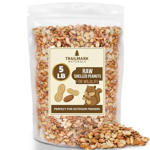 Trailmark Naturals - 5 LB - Raw Shelled Peanuts For Squirrels Out of Shell Peanuts For Birds and Wildlife- Squirrel Food Wild Bird Seed - Grown in The USA