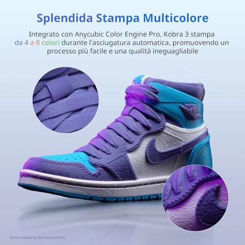 ANYCUBIC Kobra 3 Stampante 3D Intelligente per la Stampa Multicolore (da 4 a 8 Colori), Stampante 3D FDM ad Alta Velocità di 600 mm/s,Grande Volume di Stampa 250 * 250 * 260mm - Immagine 1