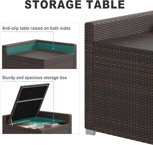 Image of GAOMON 8 Piece Patio Furniture Set, Wicker Outdoor Sectional Sets, Glass Top Table with Hidden Storage, Patio Conversation Furniture Sets for Garden Poolside Backyard