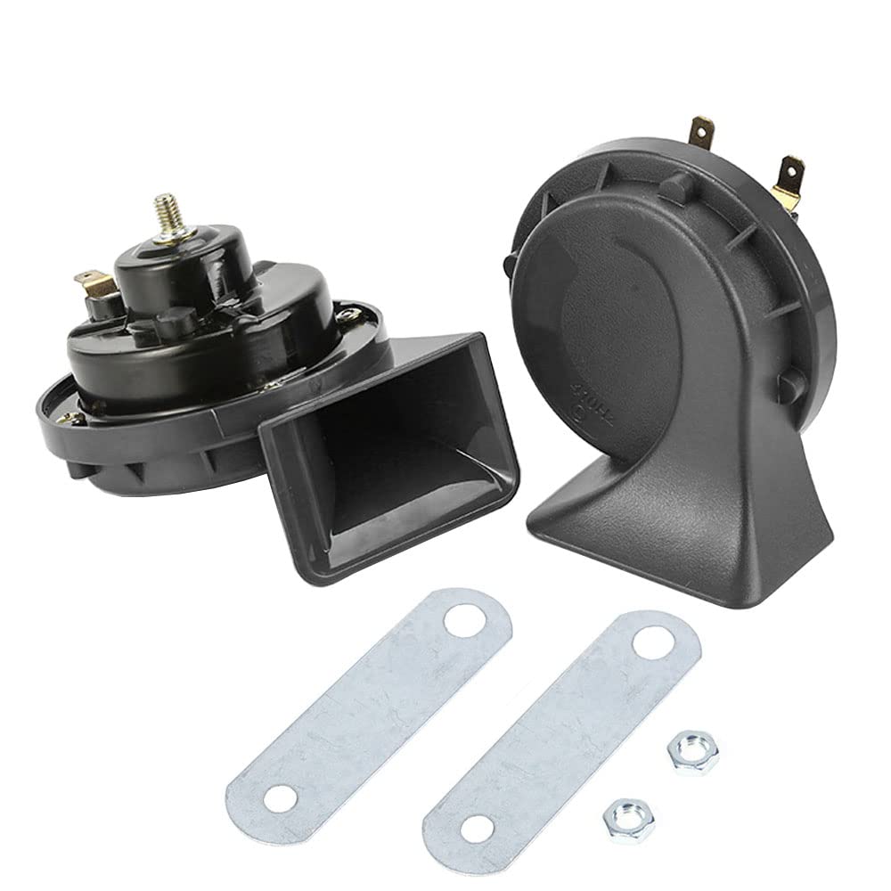 2Pcs 12V Trombe Auto 120db Super Forte Tromba per Camion Aria Elettrica Clacson Camion Impermeabile Corno di lumaca Horn Doppio Tono Veicolo Motociclo