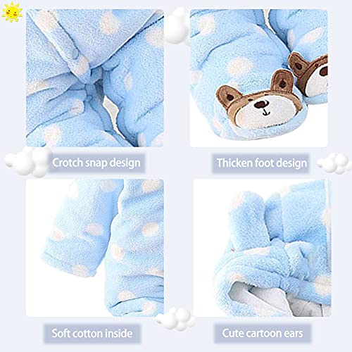 Image of XIFAMNIY Baby Newborn Jumpsuit Footie Hooded Thicken Winter Bunting Outwear Snowsuit Pajamas for Girls Boys