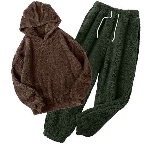 Cambkatl Men's Fleece Plush Pajama Set Ultra Soft Fluffy Warm Long Sleeve Hoodies & Drawstring Pjs Bottom Winter Sleepwear