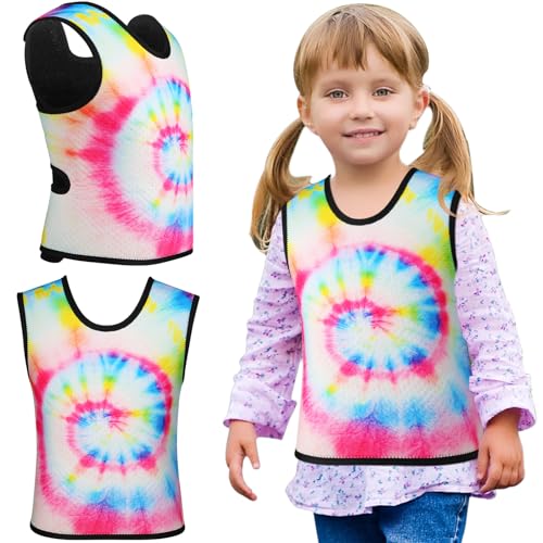 Image of Janmercy Kids Compression Vest Ages 2 to 9 Soft Adjustable Breathable Neoprene Comfort Vest for Boys Girls School Home Daily(Tie Dye,Small)