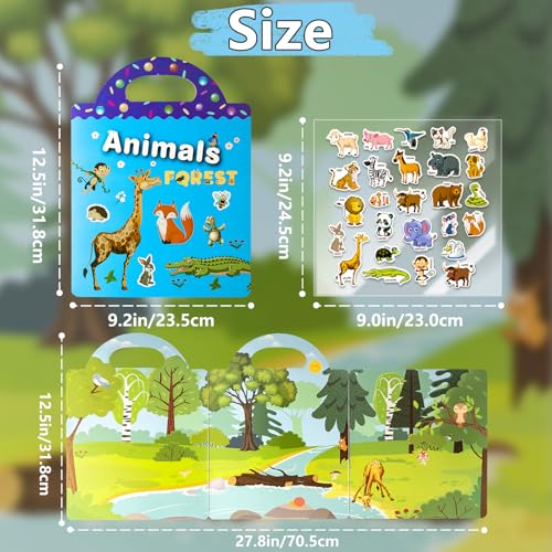 Image of Reusable Sticker Books for Toddlers 1-3, Puffy Stickers Book for Kids Ages 2-4, Toddler Travel Toys for Birthday Christmas - Animal, Marine, Dinosaur, Traffic, Space, Organ (6 Set)