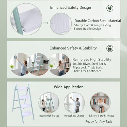Escalera plegable para el hogar de 4 peldaños con taburete de acero resistente 8