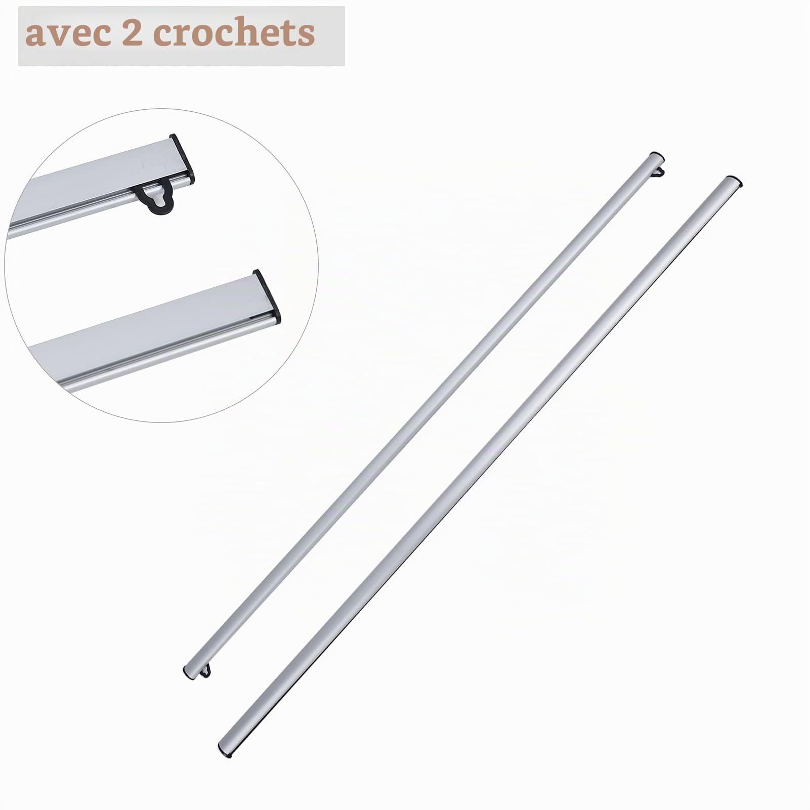 Cocoarm Clip Rail pour Affiches, 2 Barres de Suspension en Aluminium 1m (100cm) pour Bannières Textiles, Posters et Photos - Porte-Affiche Mural Sans Outil