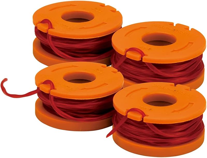 Carrete y hilo de repuesto Worx para cortadoras de hilo, paquete de 4, WA0047 | Compatible con las series WORX WG154, WG155, WG160, WG162, WG163, WG170, WG180.