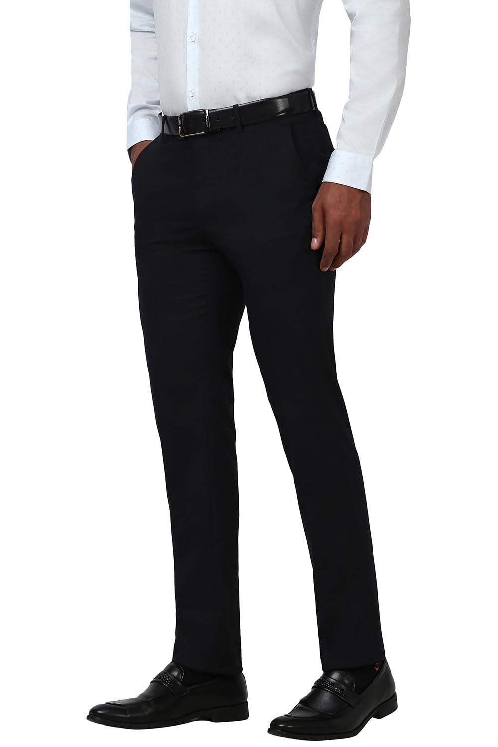 Peter England Men's Mid Rise Slim Pants (PETFWNSPO79135_Navy, 36 - Image 2 thumbnail