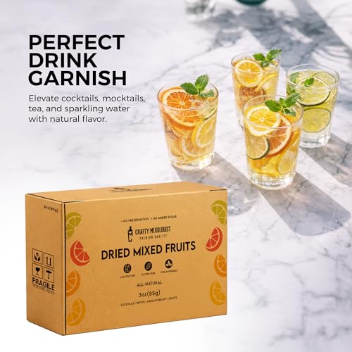 Dehydrated Fruit Mix for Cocktails, 3oz/85gm, 40 Pcs, Dried Citrus Slices (Orange, Lemon, Lime, Blood Orange), Cocktail Garnish, Dried Lemon & Lime Slices, Drink Garnishes, Dry Fruit for Cocktails