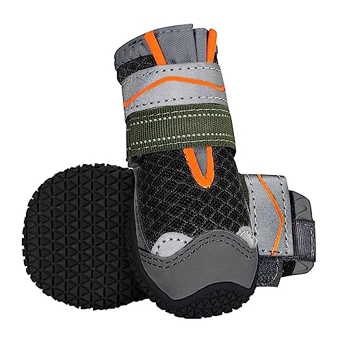 SlowTon Dog Boots for Injured Paws Waterproof, Non-Slip Paw Protector for Rainy Snowy Breathable for Hot Pavement, Puppy Shoes with Adjustable Reflective Strip Dual Washable for Small Medium Large Dog