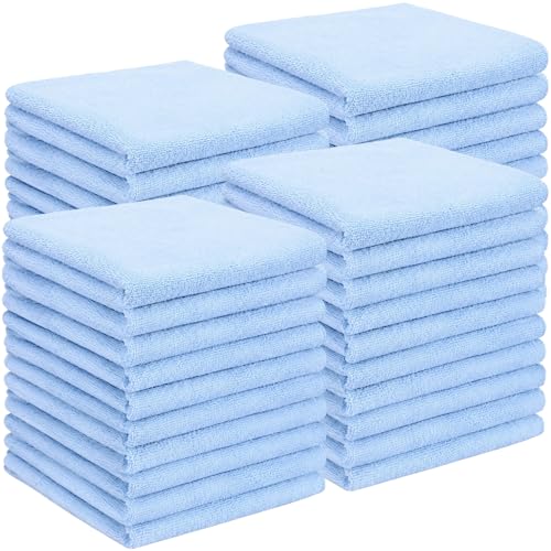 Image of Shimeyao 40 Pack Bleach Proof Towels Microfiber Absorbent Resistant Hair Hand Towels Bulk Quick Dry for Barber Gym Spa Shaving (Light Blue,16 x 29 Inch)