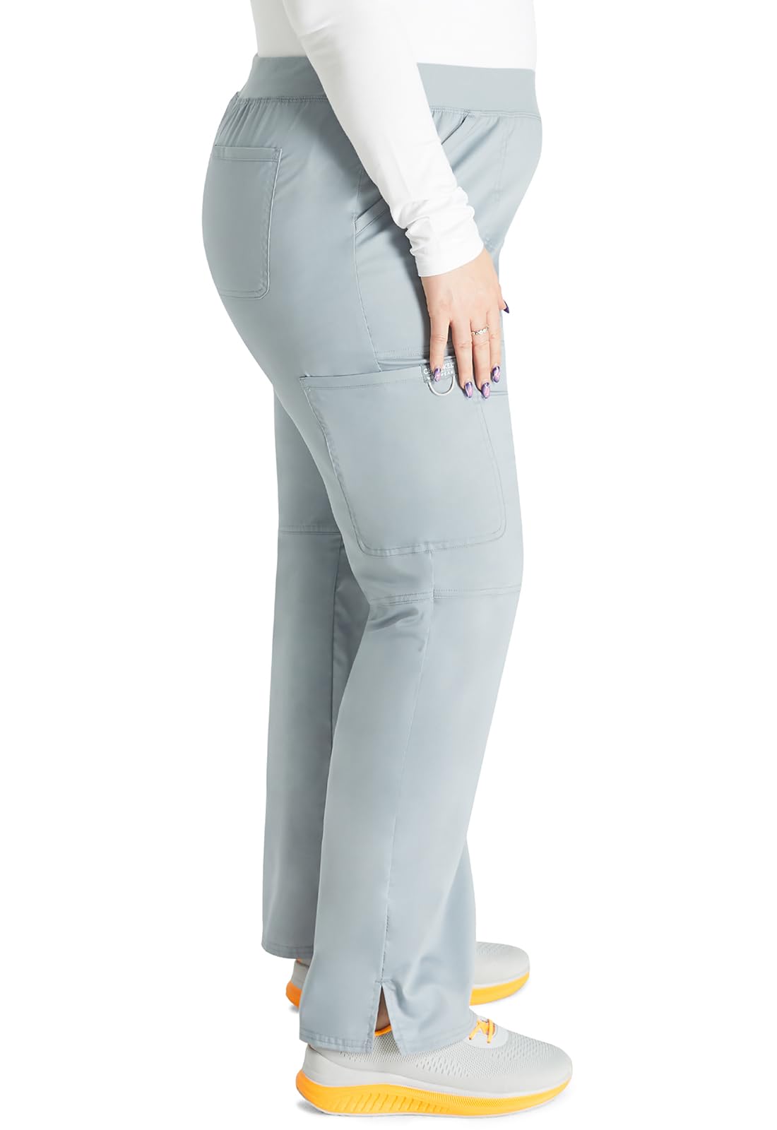 Cherokee Conjunto de uniforme médico para mujer, ajuste clásico moderno WW610 con pantalón de pierna recta y tiro medio, WW110, color gris, talla XS