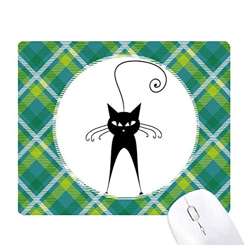 Tapis de souris chat noir et grille verte pixel art pour bureau