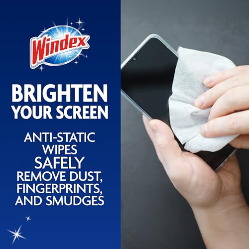 Image of Windex Electronic Cleaning Wipes, Pre-Moistened Screen Wipes for TVs, Phones, and Other Electronics, Resealable for a Freshness Lock, 25 Count (Pack of 12)