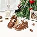 Felix & Flora Toddler Girl Brown Mary Jane Dress Shoes Size 10 - Flower Girls Ballet Flats for Party School
