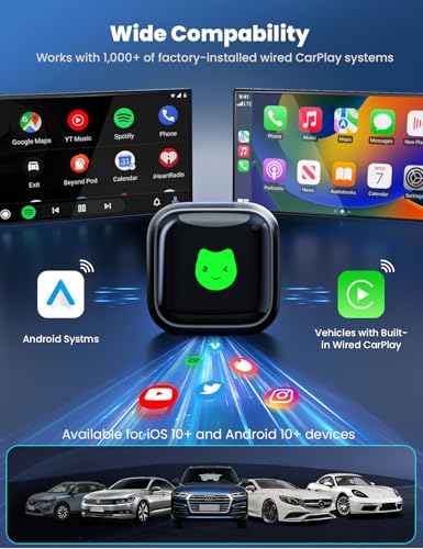enlik 2026 Wireless CarPlay Adapter for iPhone & Android Auto, Plug & Play CarPlay Dongle, Fast Auto-Reconnect, Slim Design CarPlay with Stable Connection for iOS 10+, Android 11+, USB/USB-C - image 3