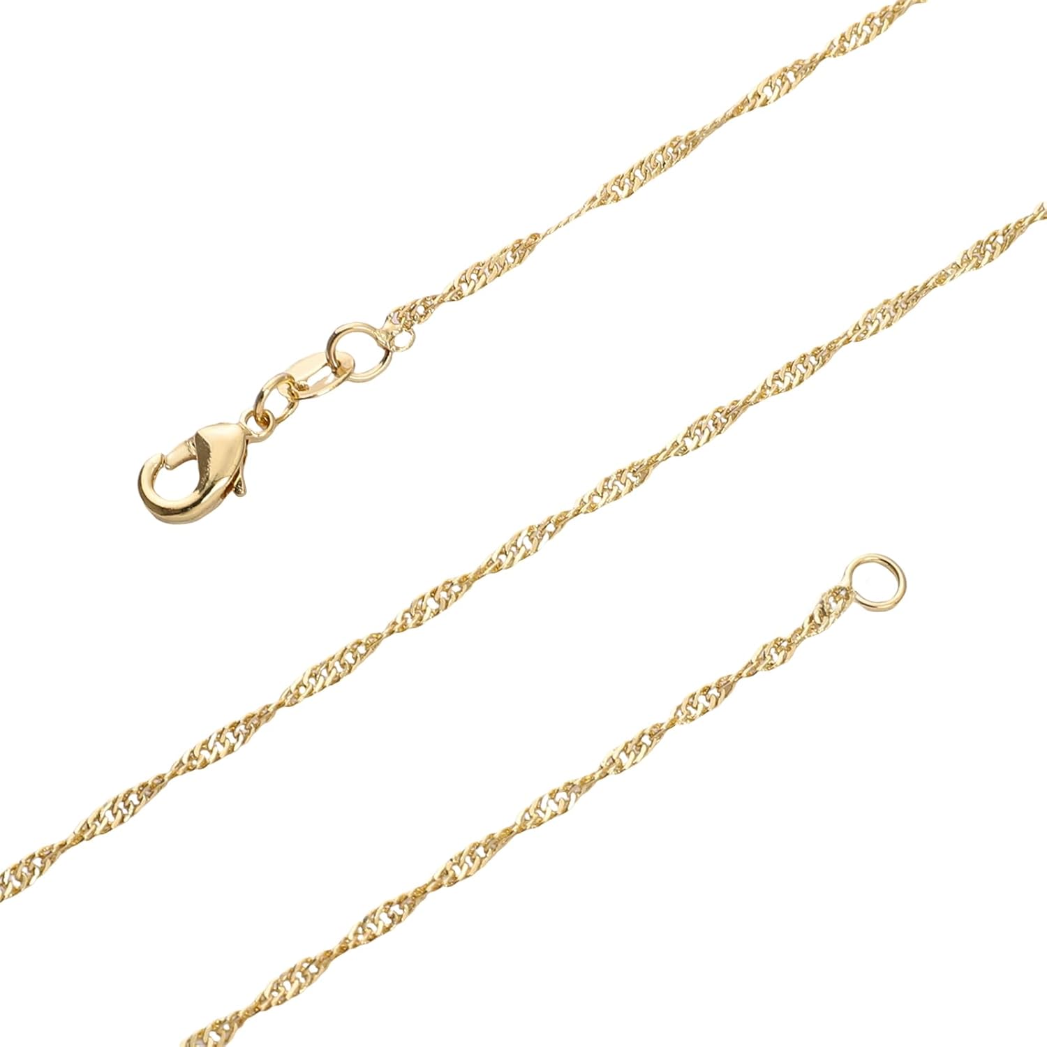 BEADIA Gold-Plated Water Wave Chains Necklace 45cm 4pcs with Lobster Clasp for DIY Jewelry Making Findings