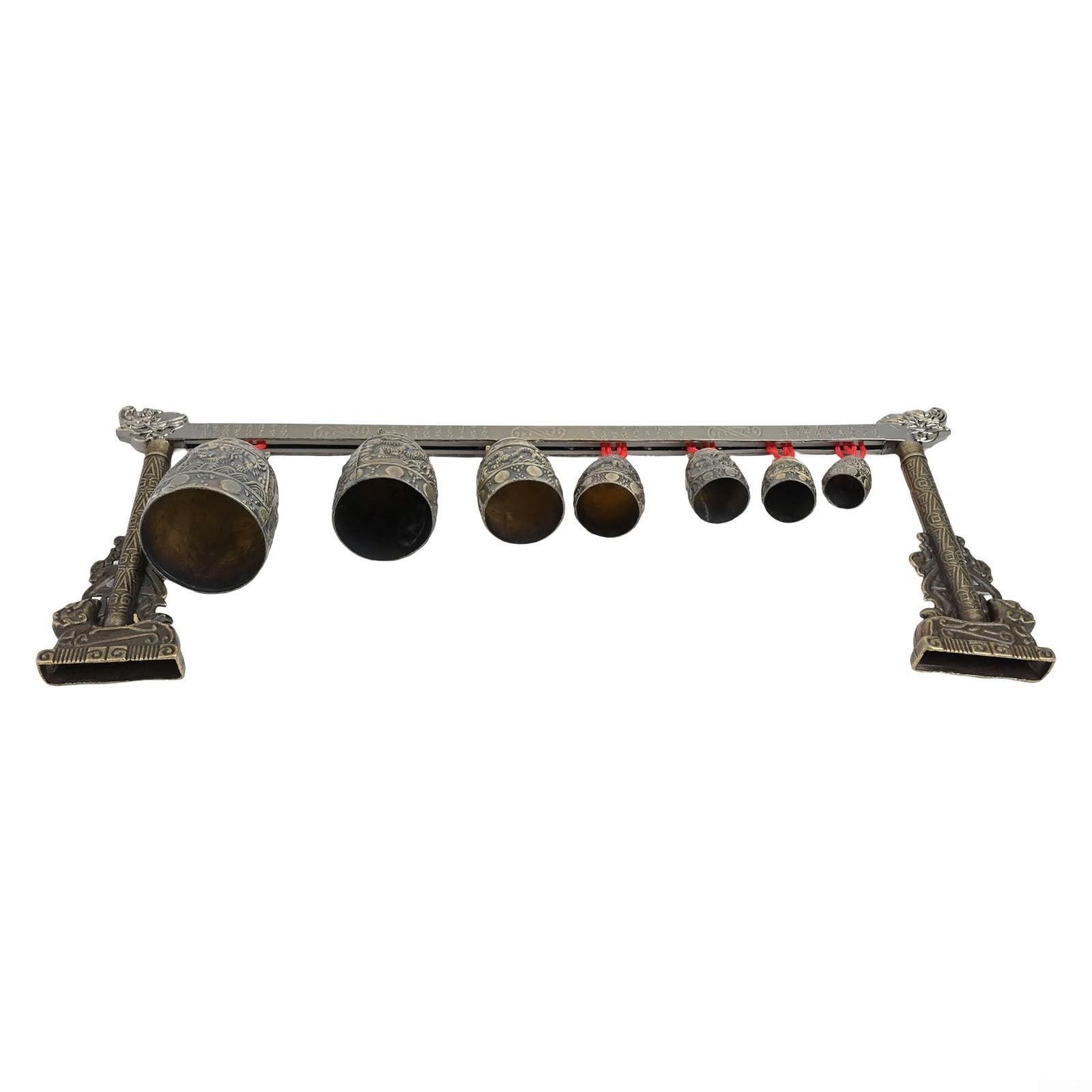 Gong de méditation décoratif en bronze avec 7 clochettes pour des pratiques améliorées de yoga et de pleine conscience