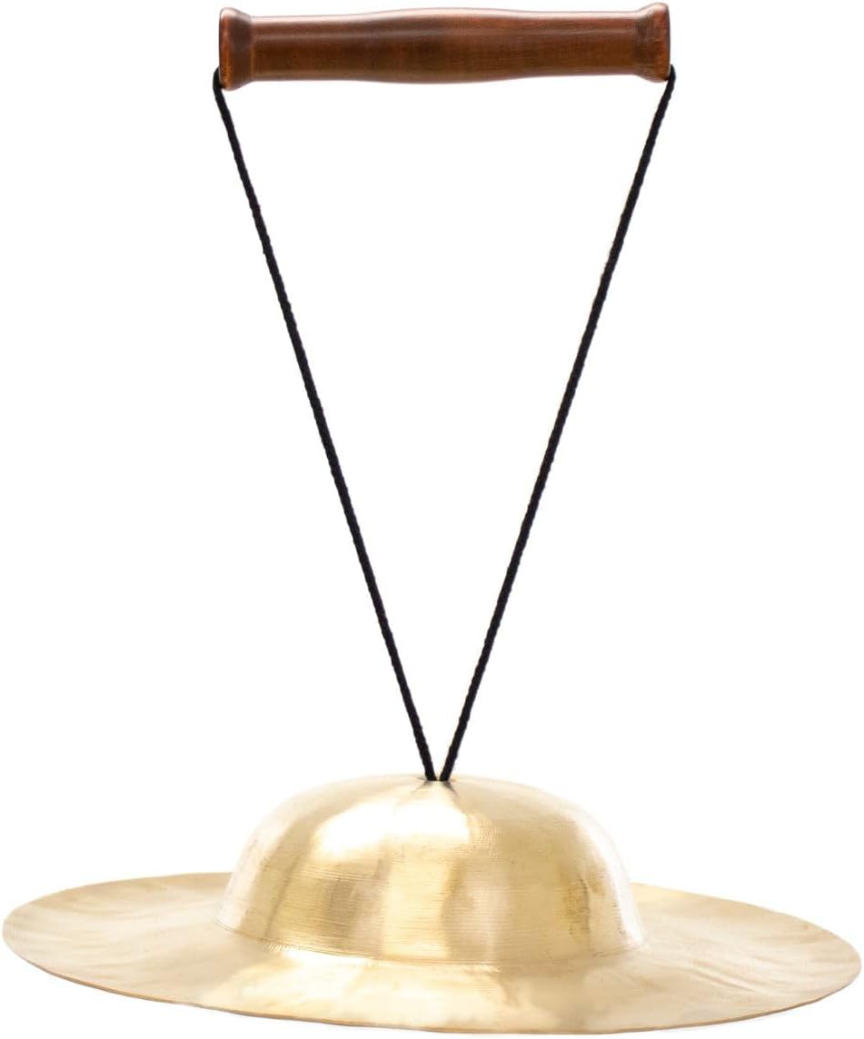 Unlimited Body Bells - Includes Bell, Mallet, String & Handle/Chinese Cymbal with Large Bell and Short Flat Rim/Great for Sound Therapy/Bronze Bell