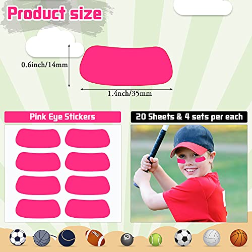 160 Pieces Sports Eye Black Stickers for Kids Football Eye Black