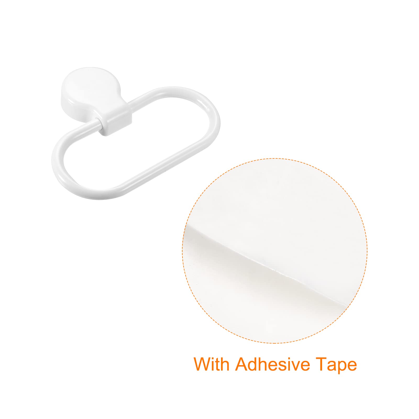 sourcing map Pared Montado Ovalado Toallero Anillo ABS Colgante Soporte Autoadhesivo para Baño Cocina Accesorios, Blanco