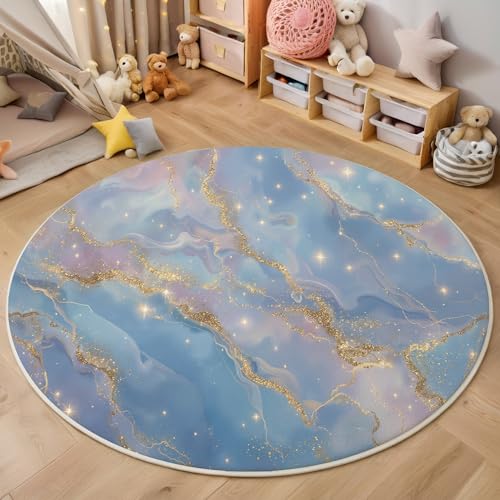 Tapis rond antidérapant salon chambre à coucher marbre lavable 200cm