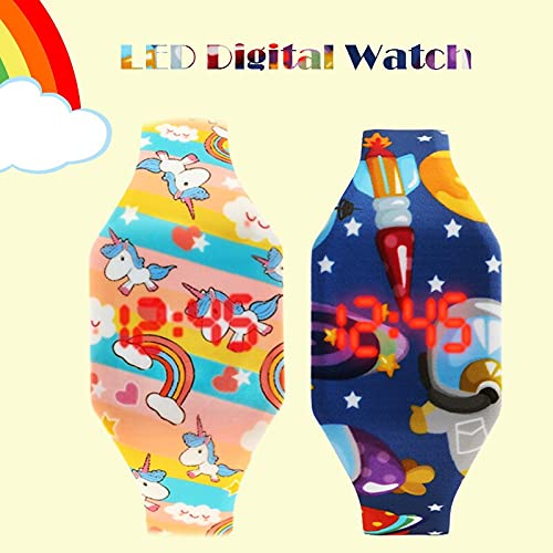 Reloj de niña Relojes de Dibujos Animados Lindo LED Reloj Digital Estudiante Dinosaurio para niñas Niños Relojes para niñas (Color : Flamingo Green)