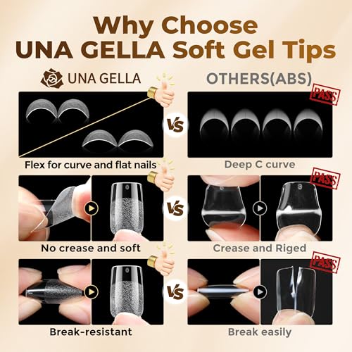 Image of UNA GELLA Nail Tips Square: 504PCS Short Square Nail Tips Pre Etched Gel Fake Nails Tips, No C Curve For Women DIY Nail Extension French Style Salon Home Full Cover Soft Acrylic False Tips 12 Sizes