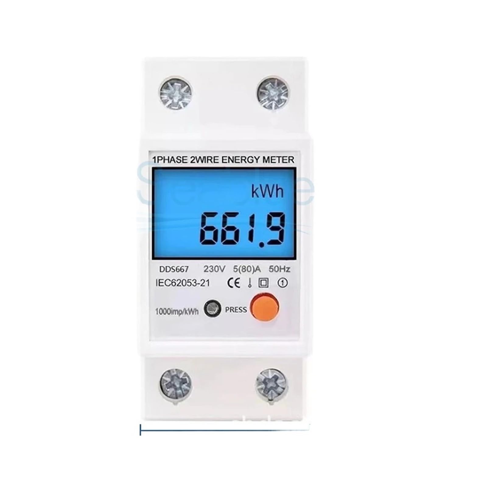 Din Rail LCD Digital Backlight Single Phase Energy Meter kWh Power Consumption Meter Wattmeter Electronic AC 110V 220V 80A(AC 220V)