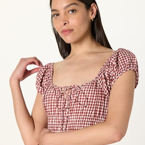 The Drop Women's Melody Cap Sleeve Tie Front Cotton Dress3