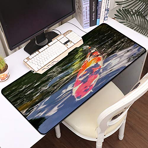Luoquan Alfombrilla Raton Grande Gaming Mouse Pad,Acuario Colorido Fantasía Carpa Pez Koi Animales Fauna Silvestre Naturaleza Asi,Impermeable Alfombrilla Gruesa de Goma Antideslizante para ratón