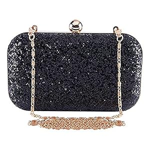 TOOBA Handicraft Hand Embroidered Box Clutch Bag Purse For Bridal, Casual, Party, Wedding (Black)