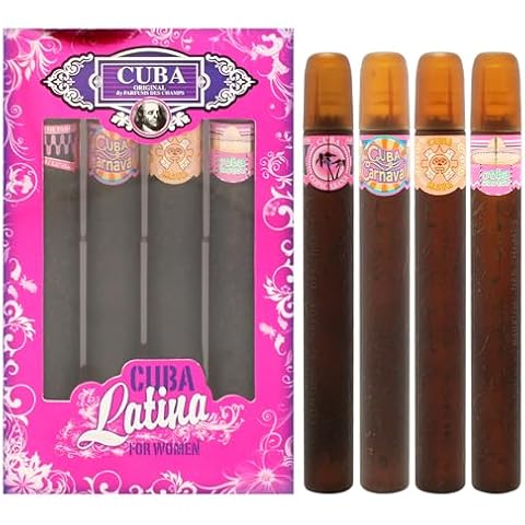 Cuba Cuba Latino Collection Women 4 Pc Gift Set 1.17oz Cuba Copacabana EDP Spray, 1.17oz Cuba Maya EDP Spray, 1.17oz Cuba Carnaval EDP Spray, 1.17oz, (Cha-2549) Cover