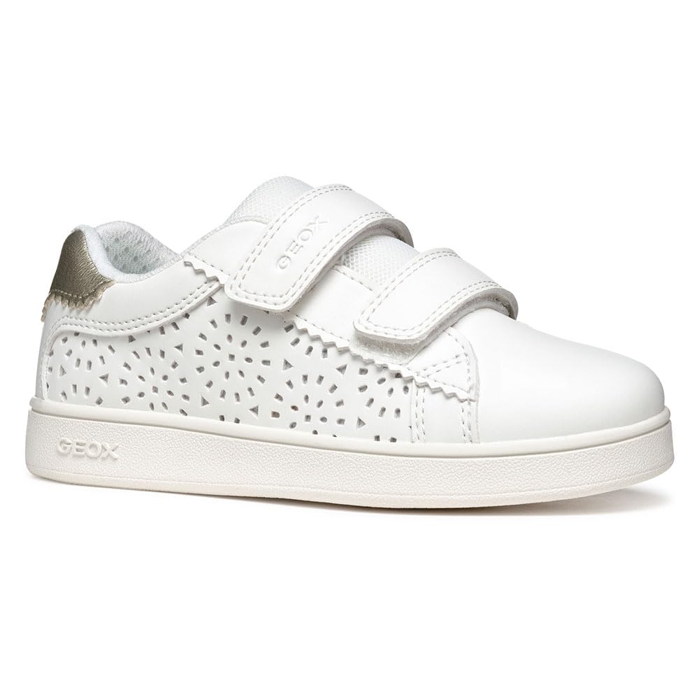 Geox J ECLYPER Girl A Sneaker, White/Platinum, 12.5 UK