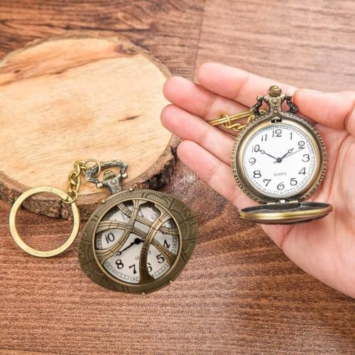 Image of Vintage Quartz Pocket Keychain for Men & Women - Classic Retro Antique Style Anime Marvel Super Hero Timepiece, Decorative Accessory for Bags and Backpacks.