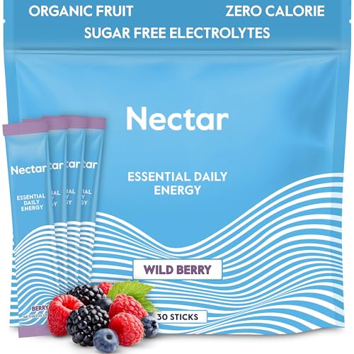 Nectar Energy Booster - Organic Caffeine B12 & Electrolytes - Sugar Free & Zero Calorie Healthy Coffee Energy Drink & Soda Alternative Hydration & Energy Supplement (Berry 30 Powder Packets)