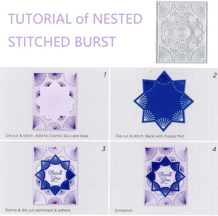 Miniatura 3 de Marco de flores cosidas, troqueles de metal, troqueles de corte, tarjetas de papel con fondo cosido, plantillas de corte para manualidades,