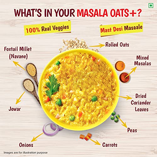 Image of Tata Soulfull Masala Oats+ With Millets, Mast Masala, 500g, Real Vegetables, 25% Millets, Non Sticky , Evening Snack, Healthy Snack