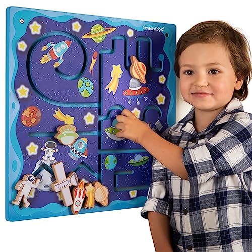 SensoryEdge Wall Toy for Toddlers - Space Travel Activity Wall Panel - Kids Mounted Activity Busy Board - Wall Activities for Children's Rooms Decor, Doctor's Offices and Play Areas