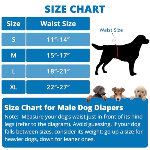 Image of Paw Legend Washable Dogs Diapers Male Dog Belly Bands for Male Dogs Diapers Reusable Puppy & Doggie Diapers Male (5 Pack, Small)