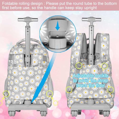 gxtvo Rolling Backpack for Womens and Mens, Adults Wheeled Bookbag with Lunch Box for Girls and Boys.2
