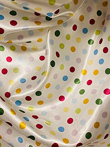 Image of Satin Twin Fitted Sheet Set, Polkadots Bedding, Silky Soft, Deep Pocket Fitted Sheet (39 inch x 75 inch) with 1 Pillowcase (20 inch x 26 inch), Lightweight Breathable Satin Sheets for Kids & Adults