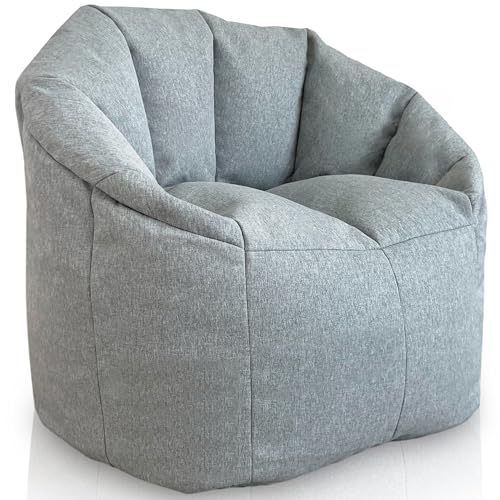 Aiire Sillon Puff Salon de Lujo - [85x85x75] Sofa Puf Moderno en Algodón Premium - Puffs con Relleno Incluido para Adultos o Decoracion Habitacion Juvenil - Bean Bag Chair Infantil XXL Gris