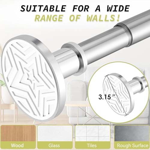 Image of Shower Curtain Rod 31-88 In Adjustable Pole Heavy Duty Silver Tension Rods Spring Drilling and No Drilling Shower Rod for Bathroom Window Anti-Slip Never Rust